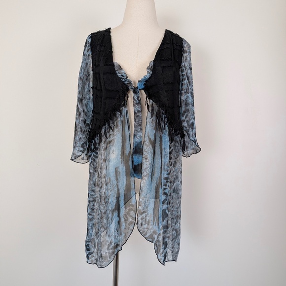 Pretty Angel Cover-up Blouse Front Tie Angel Sleeve Vest Cardigan Shawl - Picture 5 of 10